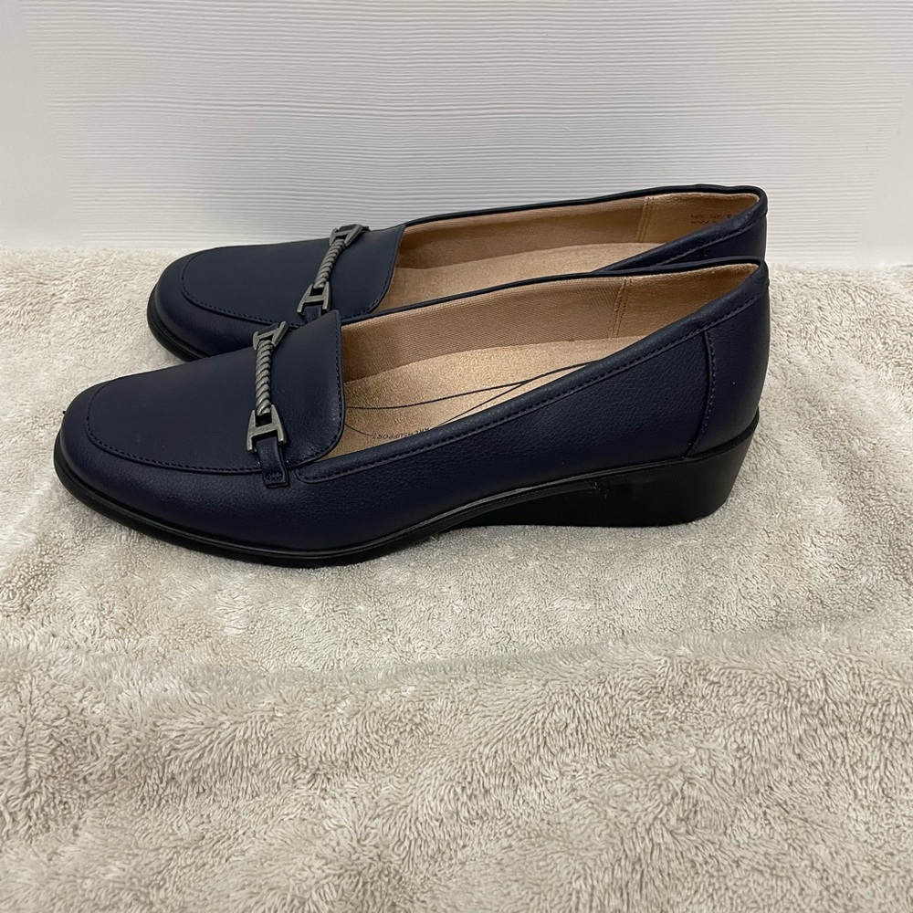 LifeStride Jovial Bit Loafers Women's 8w Navy Wedge